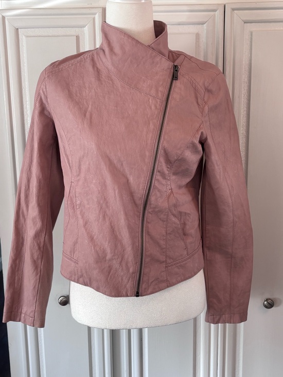 Anthropologie Jackets & Blazers - Anthropologie Dusty Rose Asymmetrical Zip Faux Leather Jacket sz S